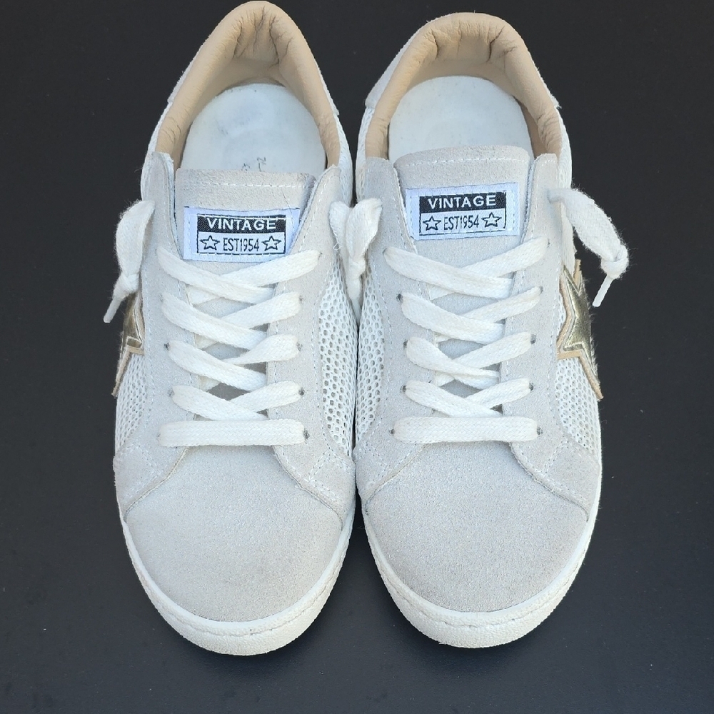 Vintage Havana Carla White Mesh Gold Star Sneakers Size 8 - Picture 4 of 10